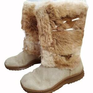 Winna Diavolezza Women's 8.5 Tan/Brown Tall Round Toe Fur Winter Snow Boot